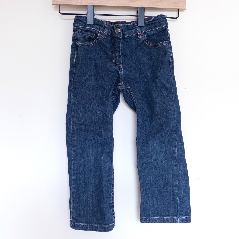 Jacadi Paris Denim Jeans Blue Anchor Embroidery Nautical Kids 4T